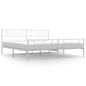 vidaXL metallist voodiraam peatsi ja jalutsiga, valge, 193x203 cm