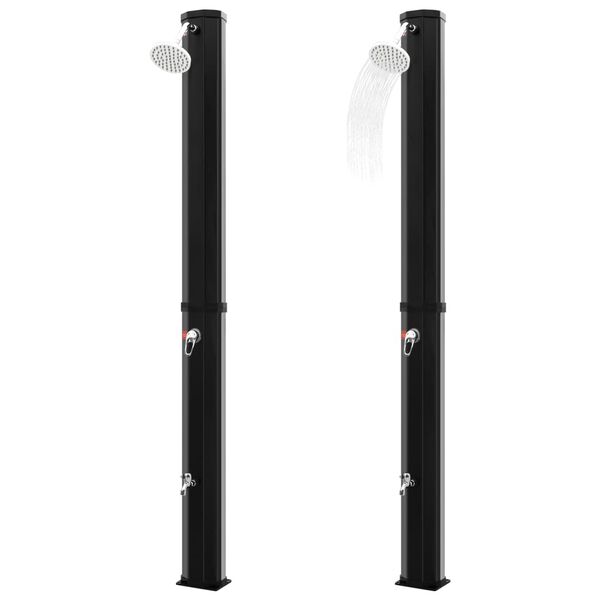 vidaXL päikesepatareidega välidušš dušiotsaku ja kraaniga, 35 l, must