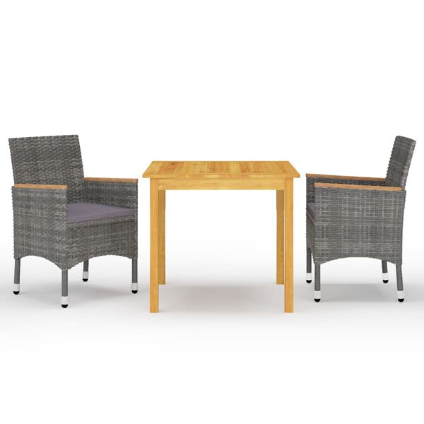 vidaXL 3-osaline aiamööblikomplekt, hall