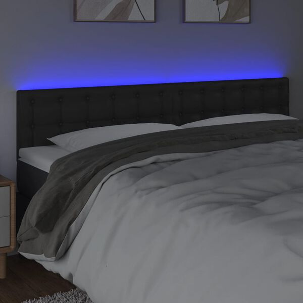 vidaXL LED-voodipeats, must, 160x5x78/88 cm, kunstnahk