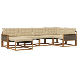 vidaXL V&auml;li diivanikomplekt padjaga 6 pcs Looduslik ja beež