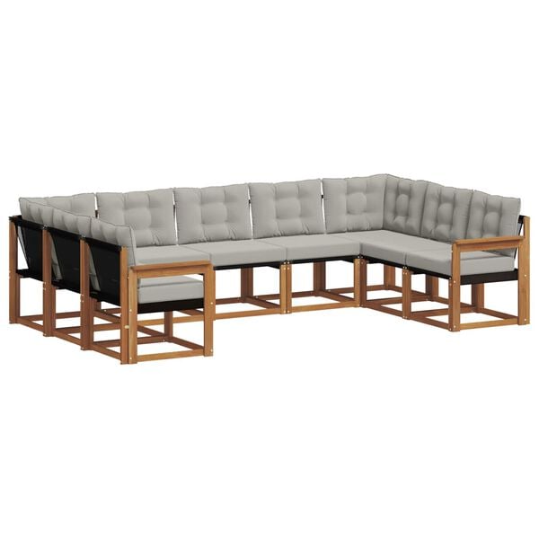 vidaXL V&auml;li diivanikomplekt padjaga 9 pcs Looduslik ja Hele Hall