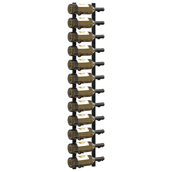 vidaXL seinale kinnitatavad veiniriiulid 12 pudelile, 2 tk, must raud