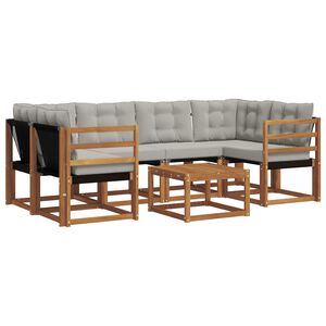 vidaXL V&auml;li diivanikomplekt padjaga 7 pcs Looduslik ja Hele Hall