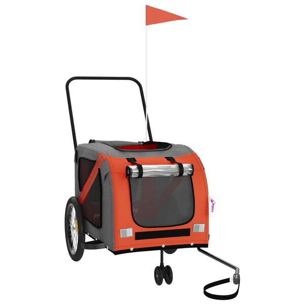 vidaXL lemmiklooma ratta j&auml;relk&auml;ru, oranž ja hall, oxford kangas/raud