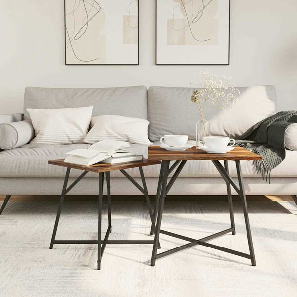 vidaXL Abilaudade komplekt 2 pcs Suitsetatud tamme ja must