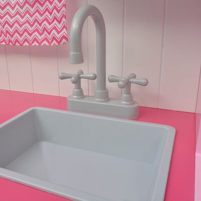 vidaXL mänguköök, puidust 82 x 30 x 100 cm roosa ja valge