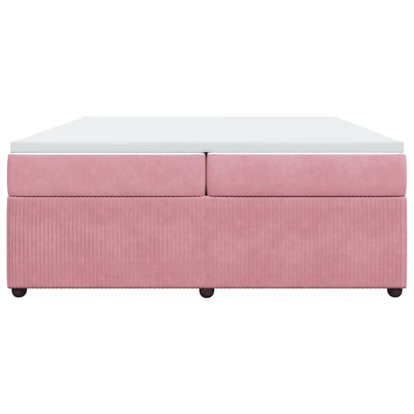 vidaXL kontinentaalvoodi madratsiga, roosa, 200x200 cm, samet