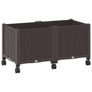 vidaXL Aiakast v&auml;hemalt ratastega Pruun 80 x 40 x 44 cm PP