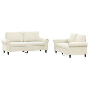 vidaXL 2-osaline diivanikomplekt patjadega, kreemjas, samet