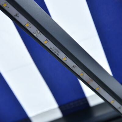 vidaXL varikatus, tuuleandur ja LED, 300 x 250 cm, sinine ja valge