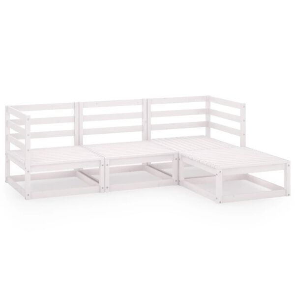 vidaXL 4-osaline aiam&ouml;&ouml;blikomplekt, valge, toekas m&auml;nnipuit