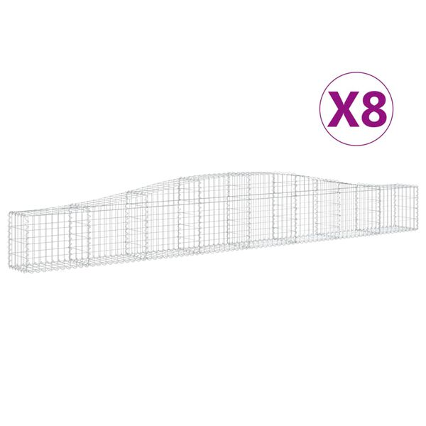vidaXL kaarekujulised gabioonkorvid 8 tk, 400x30x40/60 cm, raud