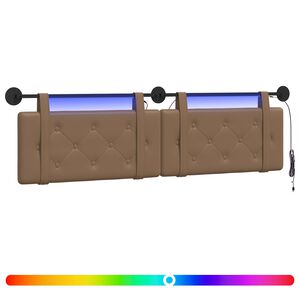 vidaXL Rippuv voodipeats LED-valgustusega Cappuccino Kunstnahk