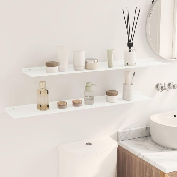 vidaXL Ujuv riiul 2 pcs Valge 100 x 18 x 2,5 cm Teras