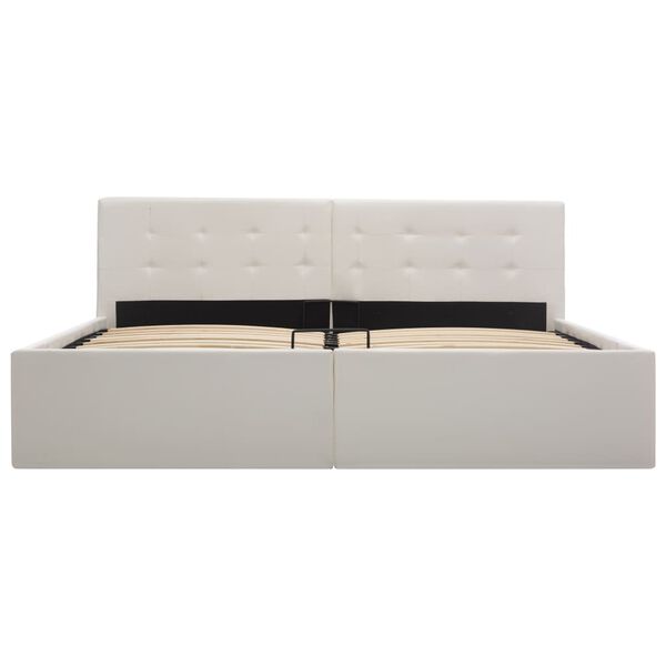 vidaXL h&uuml;drauliline hoiukastiga voodiraam valge kunstnahk 160x200 cm