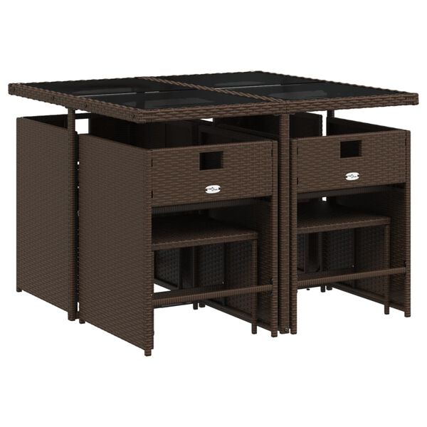 vidaXL 9-osaline aia s&ouml;&ouml;gim&ouml;&ouml;bli komplekt patjadega, pruun, pol&uuml;rotang