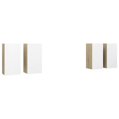 vidaXL telerikapid, 4 tk, valge ja Sonoma tamm, 30,5 x 30 x 60 cm, puitlaastplaat