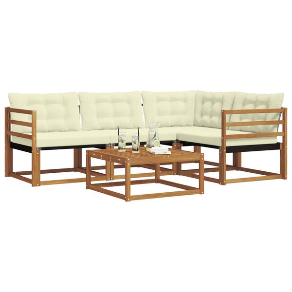 vidaXL V&auml;li diivanikomplekt padjaga 5 pcs Looduslik ja kreem