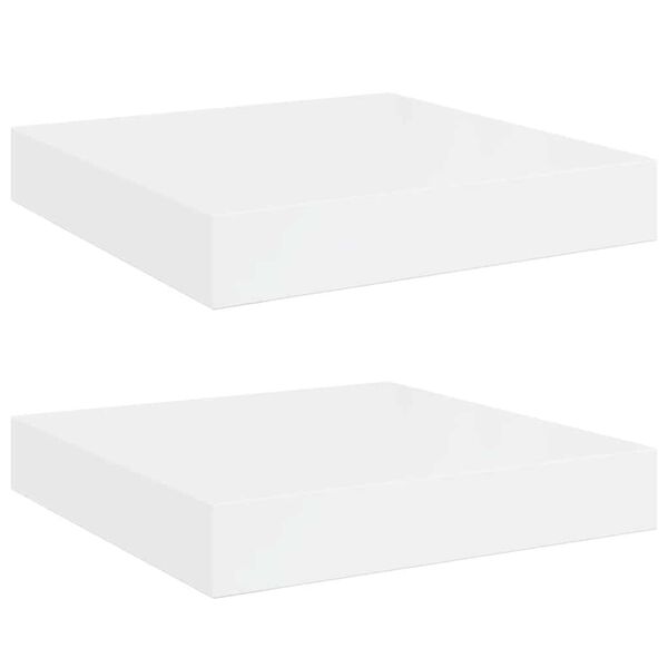 vidaXL seinariiulid, 2 tk, k&otilde;rgl&auml;ikega valge, 23 x 23,5 x 3,8 cm MDF