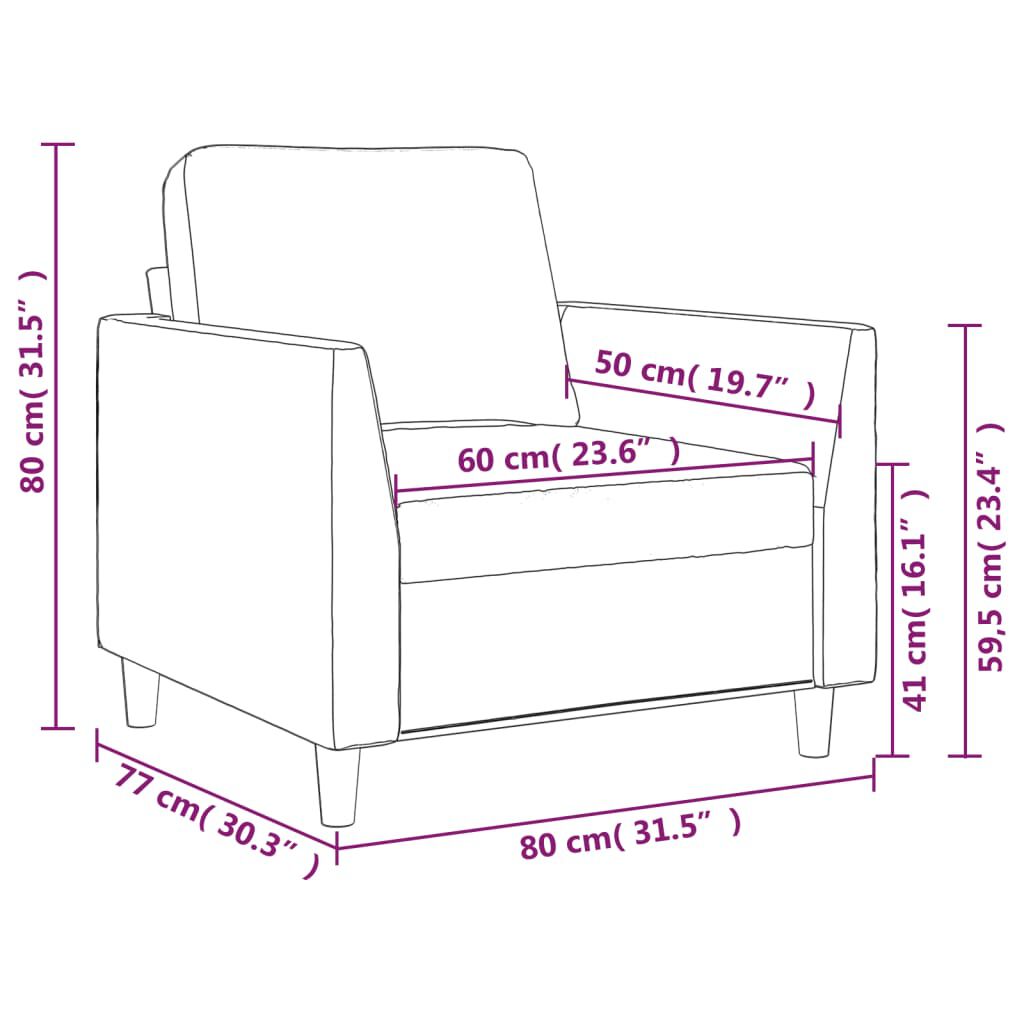 vidaXL tugitool,cappuccino, 60 cm, kunstnahk