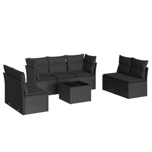 vidaXL 8-osaline aiadiivani komplekt patjadega, must, pol&uuml;rotang