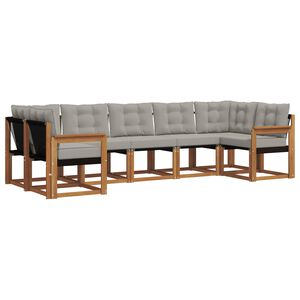 vidaXL V&auml;li diivanikomplekt padjaga 7 pcs Looduslik ja Hele Hall