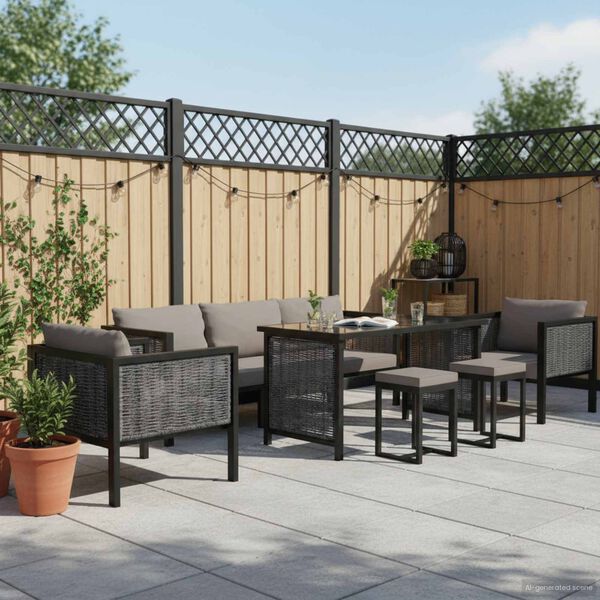 vidaXL 8-osaline aiamööblikomplekt patjadega, polürotang, antratsiithall