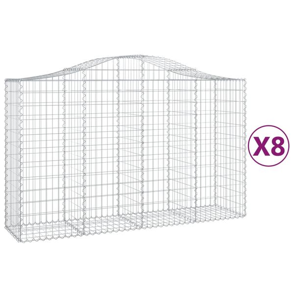 vidaXL kaarekujulised gabioonkorvid 8 tk, 200x50x120/140 cm, raud