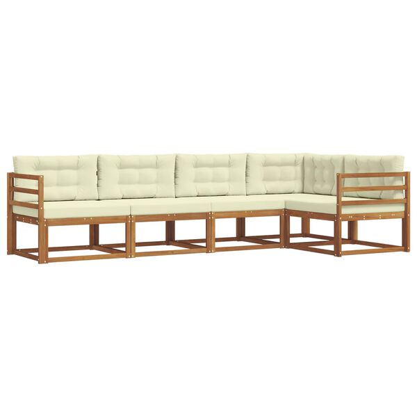 vidaXL V&auml;li diivanikomplekt padjaga 5 pcs Looduslik ja kreem