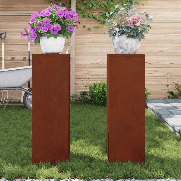 vidaXL Taimede alus 2 pcs Rooste 24 x 24 x 75 cm terase t&uuml;&uuml;p