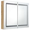 vidaXL LED vannitoa peegelkapp, valge, tamm, 80 x 12 x 68 cm