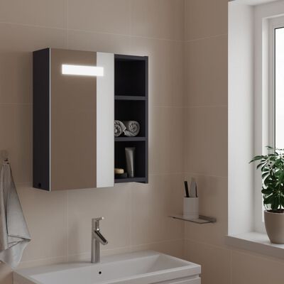 vidaXL LED-valgustusega vannitoa peegelkapp, helehall, 45 x 13 x 52 cm