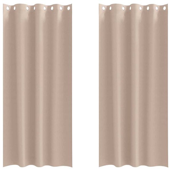 vidaXL Kardinad r&otilde;ngastega 2 pcs Pruunikashall 260 x 140 cm Pol&uuml;ester