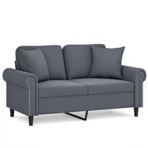 vidaXL 2-kohaline diivan patjadega, tumehall, 120 cm, samet
