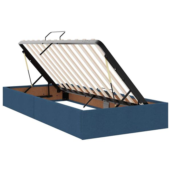 vidaXL Laos voodi madratsiga peaga Sinine 200 x 200 cm Kunstnahk