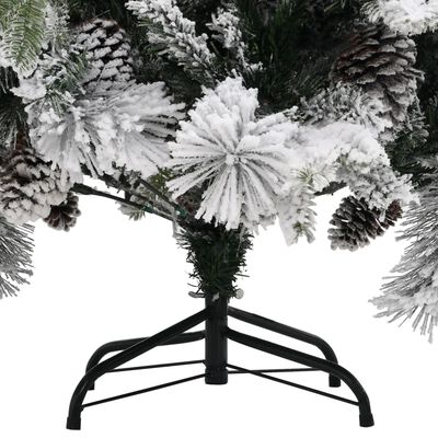 vidaXL jõulukuusk lume ja käbidega, 150 cm, PVC&PE