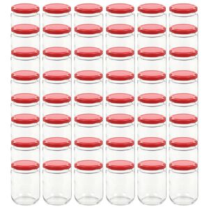 vidaXL klaasist moosipurgid punaste kaantega 48 tk, 230 ml