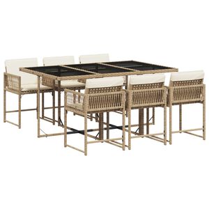 vidaXL 7-osaline aiam&ouml;&ouml;bli komplekt patjadega, beež, pol&uuml;rotang