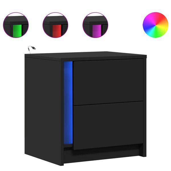 vidaXL &ouml;&ouml;kapid LED-valgustusega 2 tk, must, tehispuit