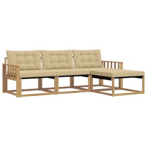 vidaXL V&auml;li diivanikomplekt padjaga 4 pcs Valge ja Beez