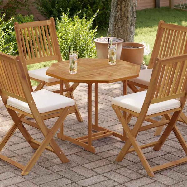 vidaXL lauaplaat, 80 x 80 x 2,5 cm, kaheksanurkne, tiikpuu