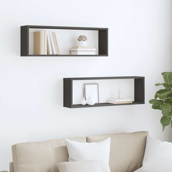 vidaXL kuubikukujulised seinariiulid 2 tk, hall, 80 x 15 x 26,5 cm