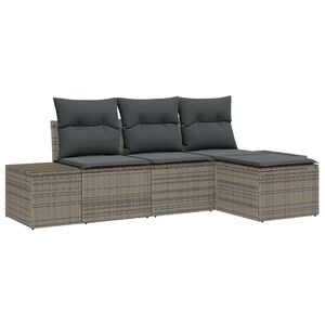 vidaXL Aia Diivanikomplekt padjaga ladustamisega 4 pcs Hall pol&uuml;rotang
