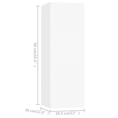 vidaXL 5-osaline telerikappide komplekt, valge, puitlaastplaat
