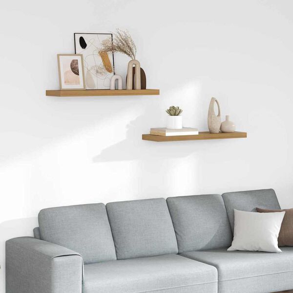 vidaXL Seinariiul ladustamisega 2 pcs Pruun 80 x 23,5 x 4 cm Tehispuit