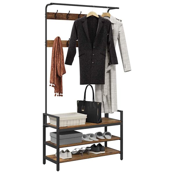 vidaXL Riidepuu riiuliga Muu Vana puit 95 x 34 x 184 cm Tehispuit