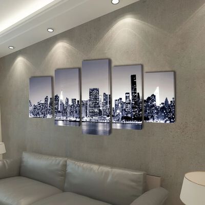 Must-valge New Yorgi siluetiga lõuend seinale 200 x 100 cm