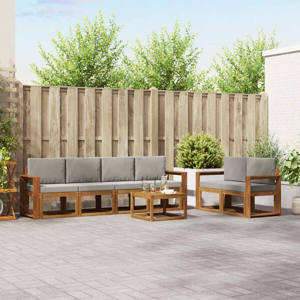 vidaXL V&auml;li diivanikomplekt padjaga 7 pcs Looduslik ja Hele Hall