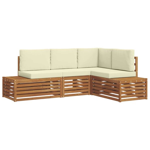 vidaXL V&auml;li diivanikomplekt padjaga 4 T&uuml;kk Looduslik ja kreem